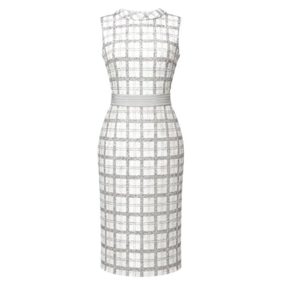 2000’s Eva Mendes New York & Company Plaid Metallic Sheath Dress Size 4